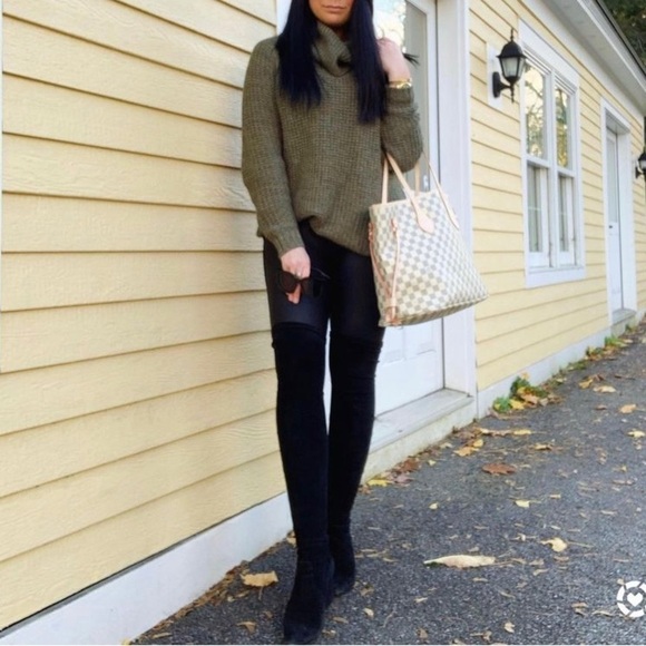 A New Day Green Cowl Neck Tunic Length Sweater Medium Blogger Favorite - Picture 4 of 10